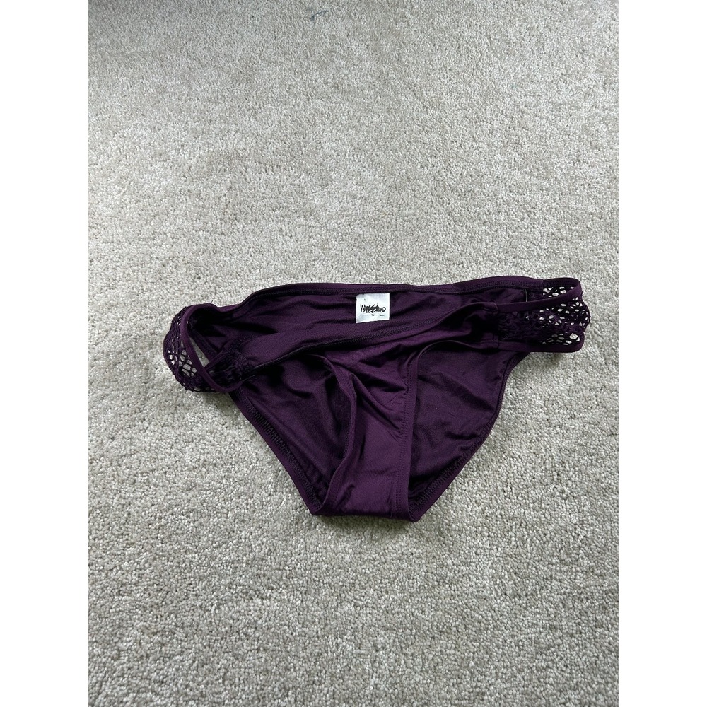 Missimo Swimwear Women's Purple Small Bikini Bottom Crochet Detail